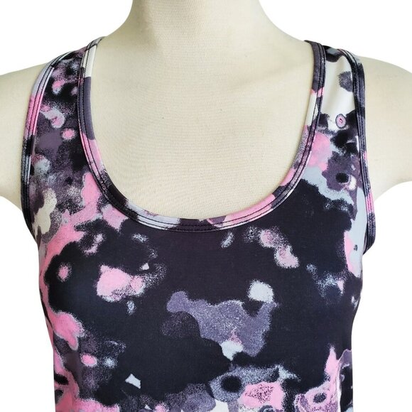 90 Degree by Reflex Racerback Athletic Tank Top Longline Abstract Black Pink M - Picture 2 of 12